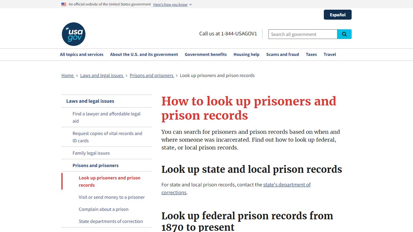 How to look up prisoners and prison records | USAGov