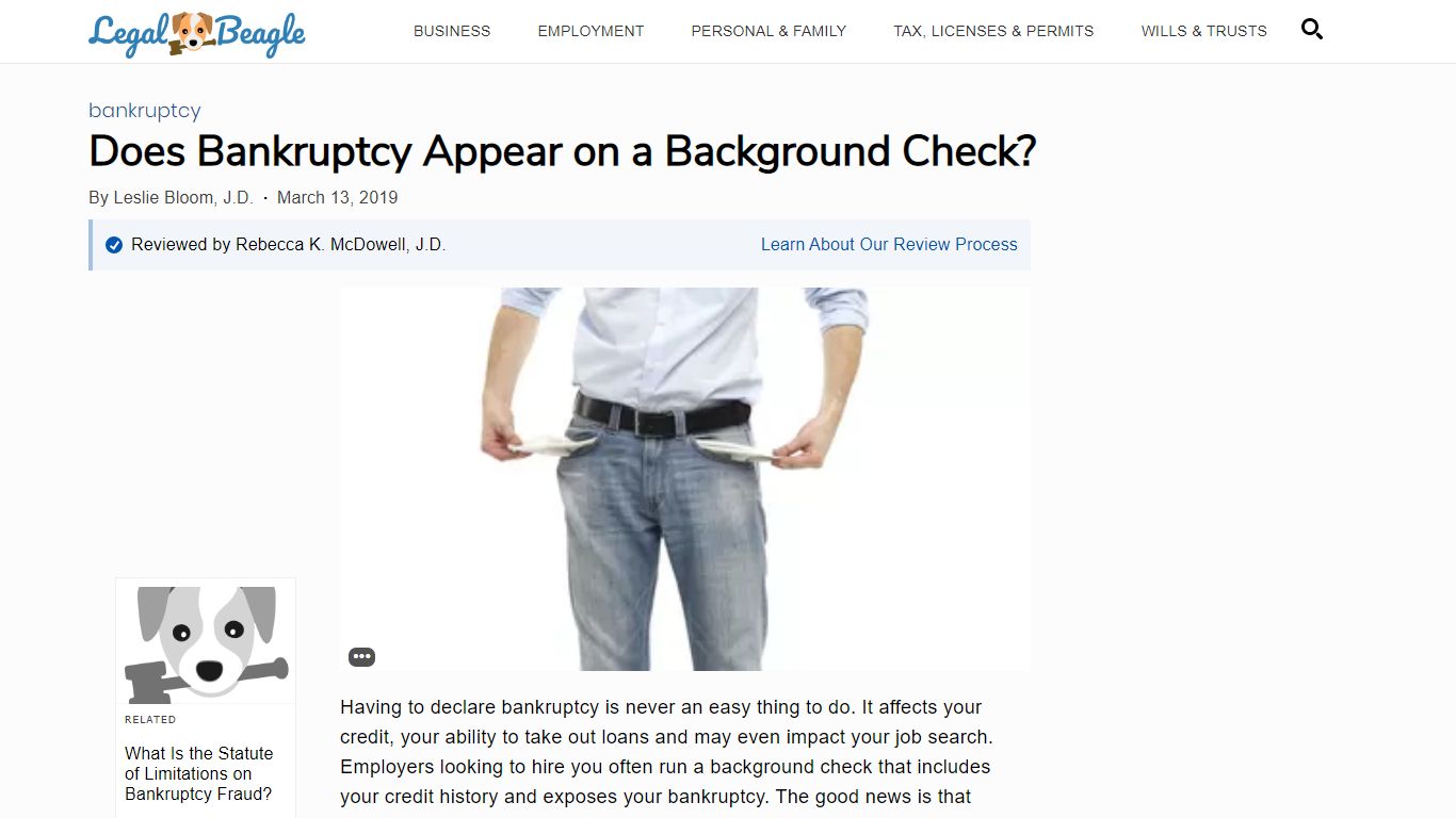 Does Bankruptcy Appear on a Background Check? | Legal Beagle