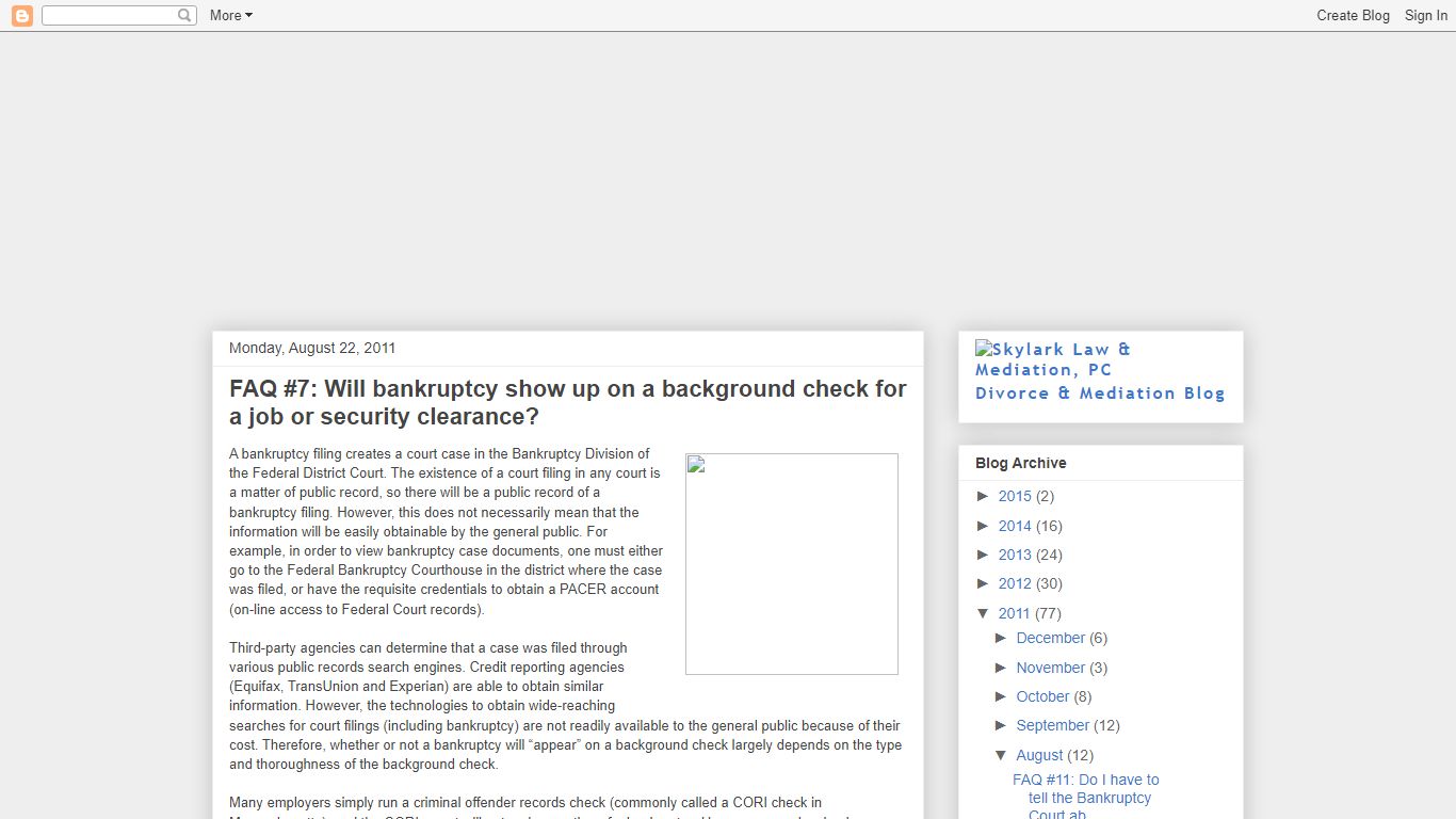FAQ #7: Will bankruptcy show up on a background check for a job or ...