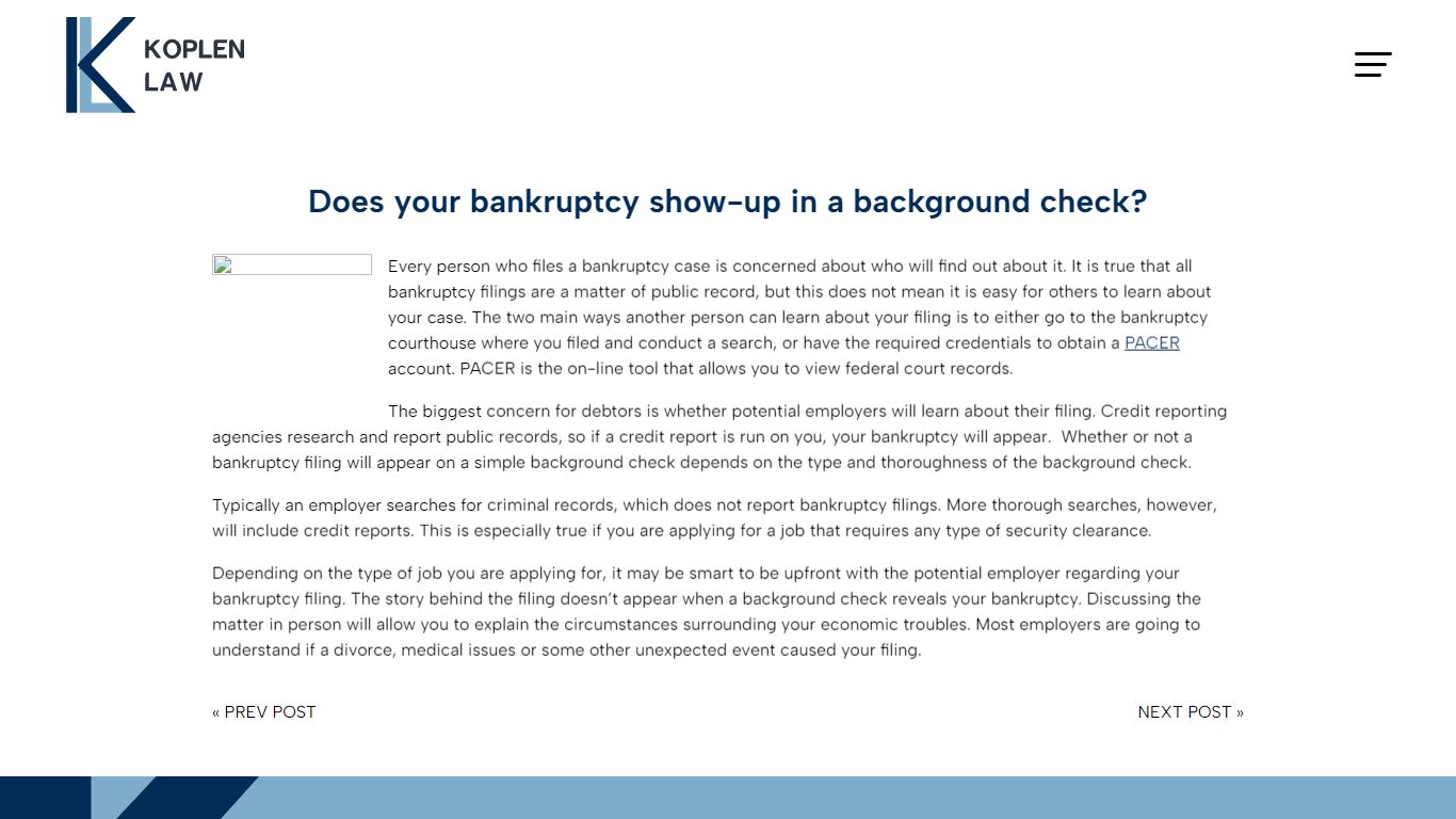 Does your bankruptcy show-up in a background check?